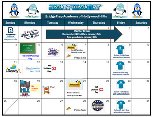  Please review the January calendar and be prepared to start the new year on a positive track